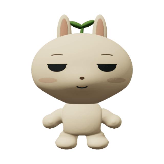 Clover Bunny: A tiny garden guide with a wide plush face and a living sprout