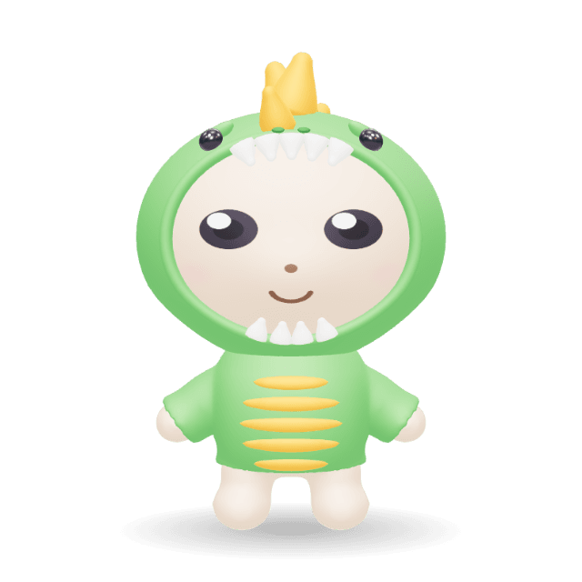 Dino Hoodie: A T. rex hood with soft felt spikes and teeth, a spiky back and a thick tail