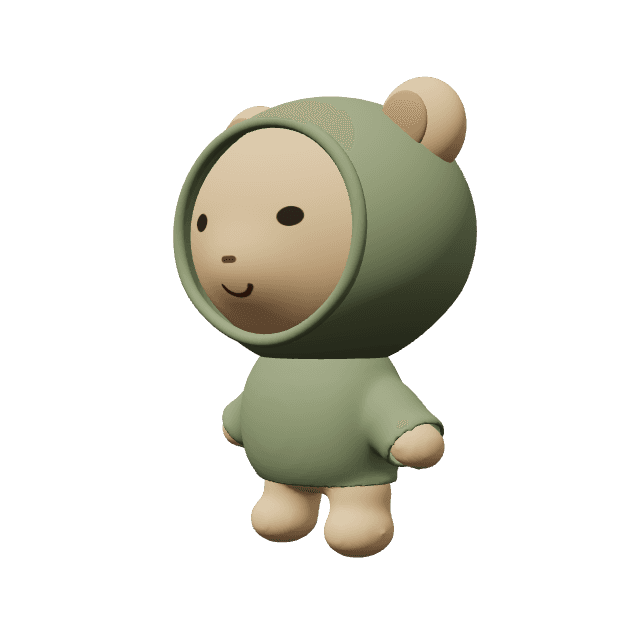 Hooded Cub: A little bear wrapped in a rounded hood, with warm cheeks and tiny paws