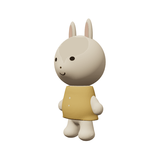 Raincoat Bunny: Long soft ears above a short A-line rain cape, ready for a small adventure