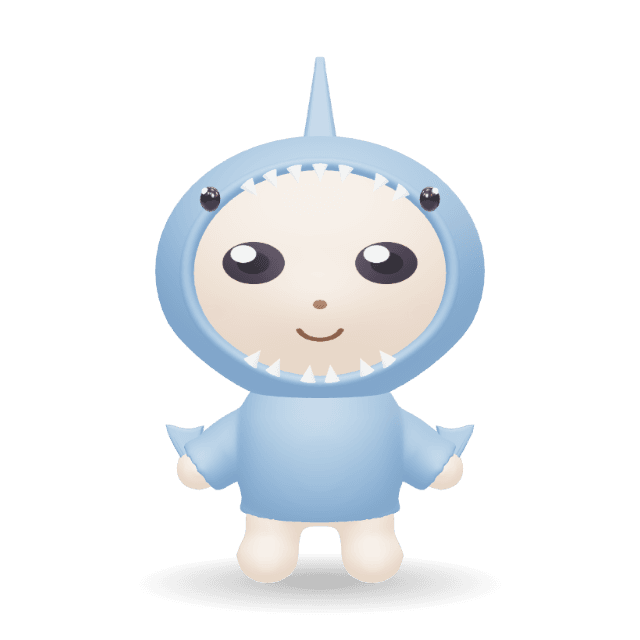 Shark Hoodie: A little friend in a shark hood with a dorsal fin, soft felt teeth and a swishy tail
