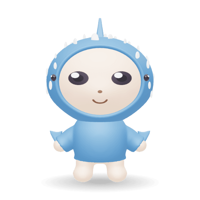 Whale Shark Hoodie: A gentle spotted whale shark hood with a wide smile, small side eyes and a round fin